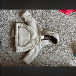 Cozy Tan Kids Pea Coat with Hood